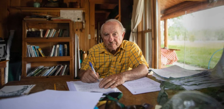 Yvon Chouinard portrait in his office setting